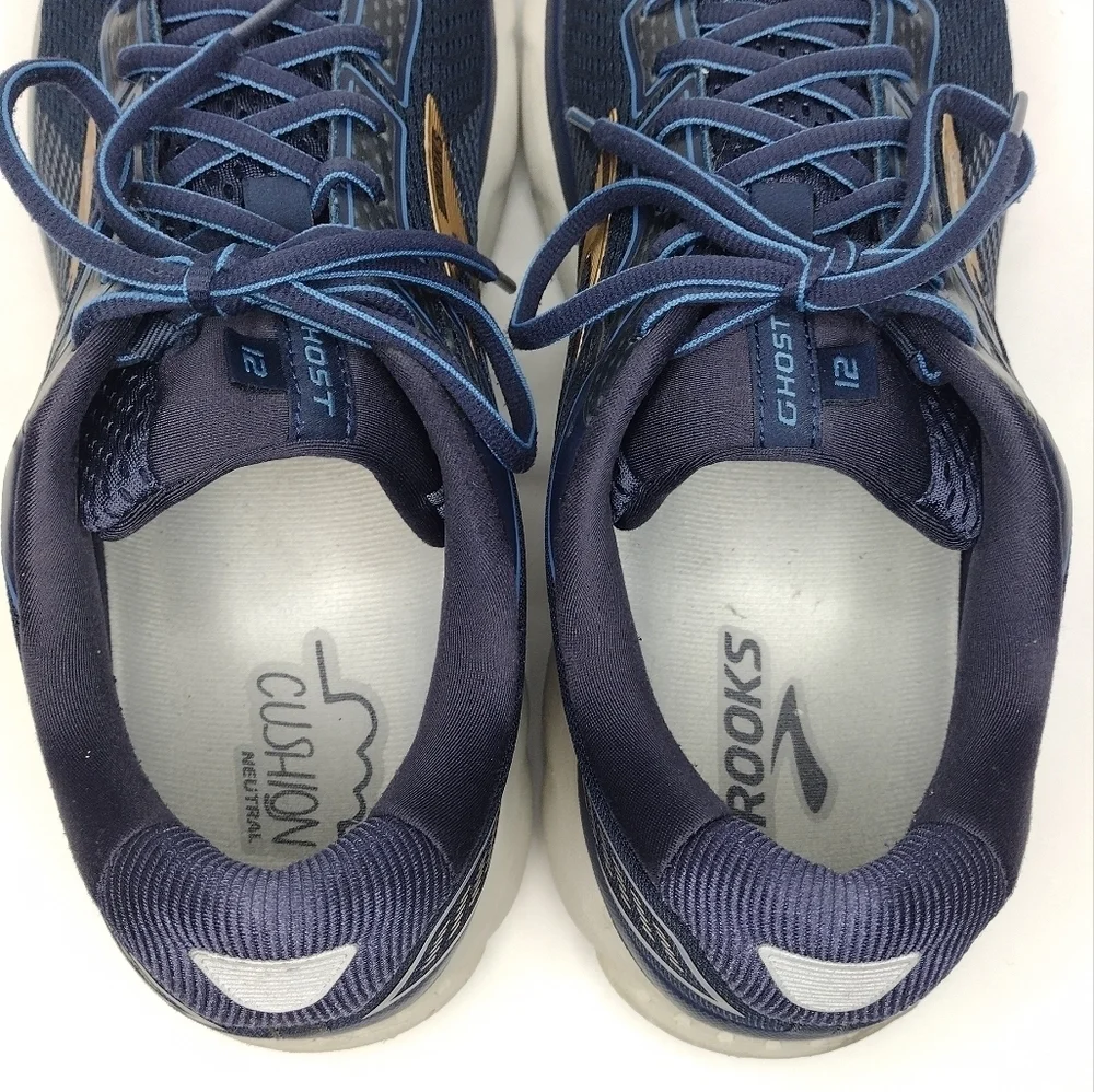 Brooks Ghost 12 Blue Gold Running Active Men's Athletic Shoes